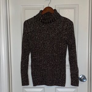Sonoma Dark Brown Marled Ribbed Turtleneck Sweater